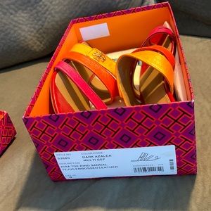 Tory Burch multi color toe ring sandal